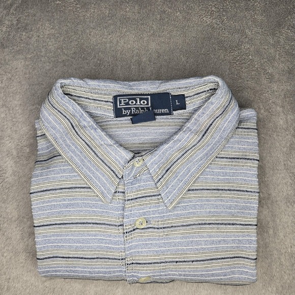 Polo by Ralph Lauren Other - Polo Ralph Lauren Polo Shirt Mens L Blue Striped Pima Cotton Pocket